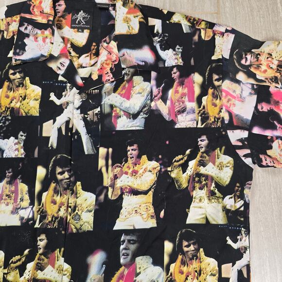 Dragonfly Multicolor Large Casual SS Shirt Elvis Presley Polyester XLarge - Picture 3 of 10